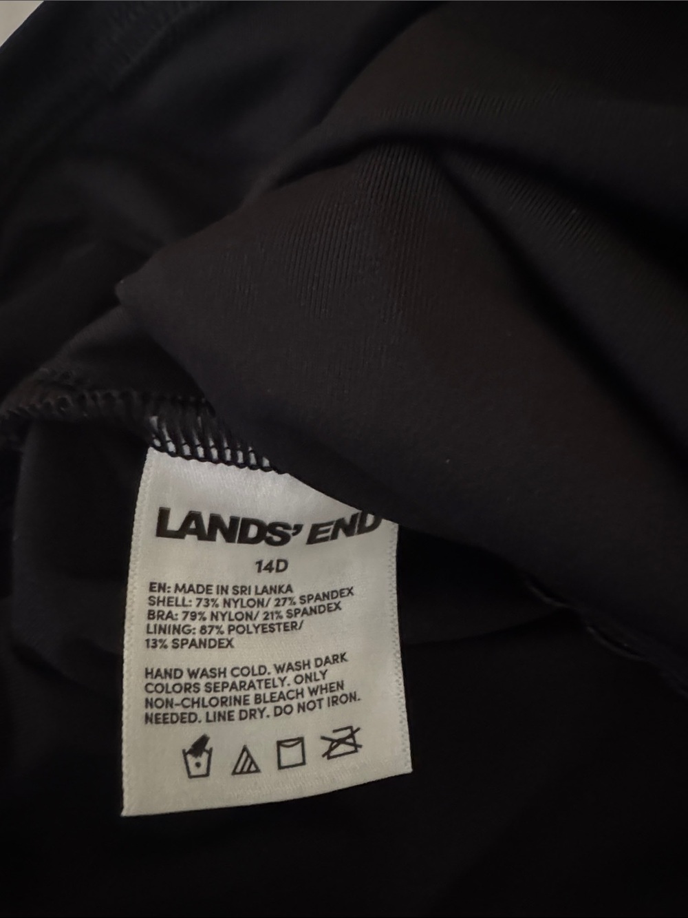 Lands' End Black Swim Top with Built-In Bra